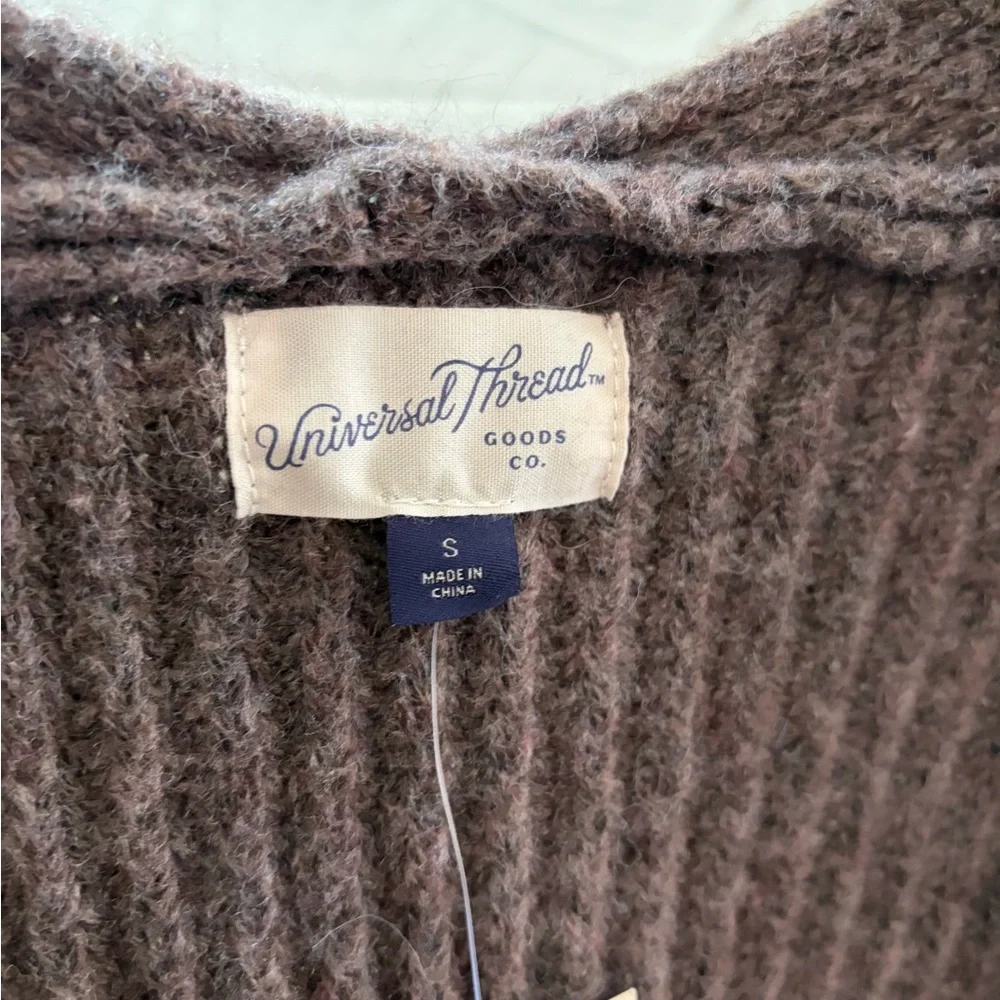 Universal Thread Ribbed Open-Front Cardigan - Brown - Picture 4 of 5